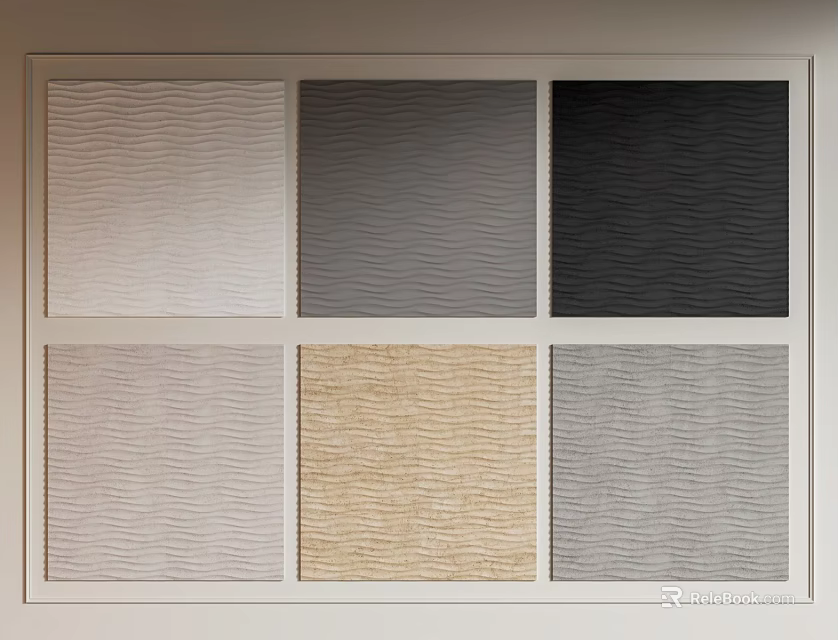Various Textured Wall Panels Color Samples with Different Shades for Home Decor 3d model 