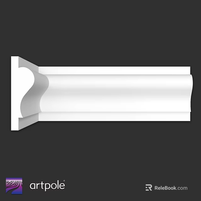 White Decorative Architectural Molding With Curved Design For Interior Decoration 3d model 