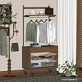 Modern Multi Tier Rolling Storage Rack With Hanging Rods And Baskets For Bedroom Clothing Organizer