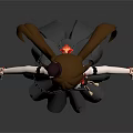 Game Movie Character with Long Brown Hair Red Hair Accessories Black White Outfit Short Skirt