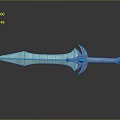 Crystal Blue Sword With White Hilt And Decorative Blue Accents