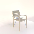 Light Colored Outdoor Chair With Slatted Back And Armrests For Garden Use 3d model