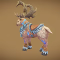 Mythical Game Fantasy Deer Character With Mechanical Antlers And Glowing Blue Accents