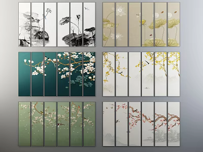 New Chinese-style Hanging Painting Combination New Chinese-style Multi-link Hanging Painting Combination 3d model