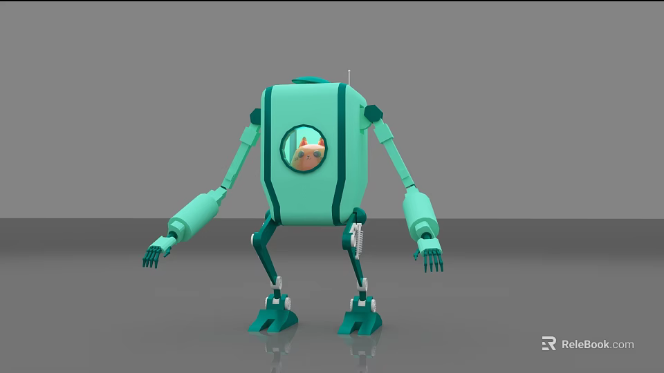 Modern Green Smart Robot With Circular Screen And Mechanical Limbs Design 3d model 