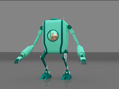 Modern Green Smart Robot With Circular Screen And Mechanical Limbs Design 3d model