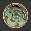 Succulent Plant with Green and Pink Leaves in Orange Pot with Saucer on Dark Surface