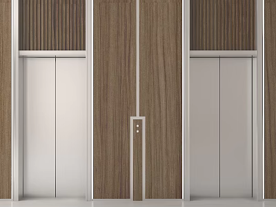 Modern Elevator Design With Wooden Panels Metal Frames Double Doors And Control Panel 3d model