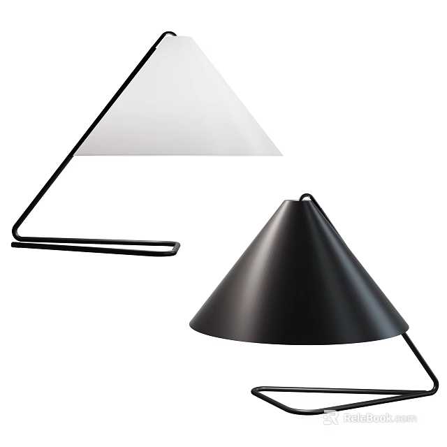 Modern Minimalist Desk Lamps With Cone Shades Black White Metal Base Design 3d model 
