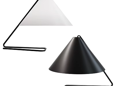 Modern Minimalist Desk Lamps With Cone Shades Black White Metal Base Design 3d model