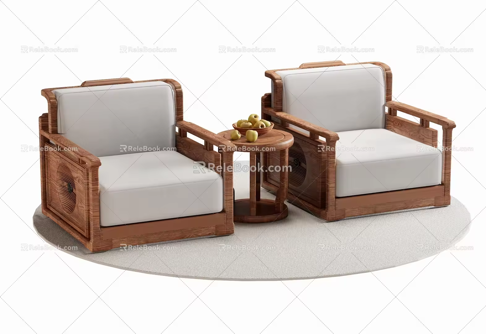 New Chinese-style Single Sofa 3d model