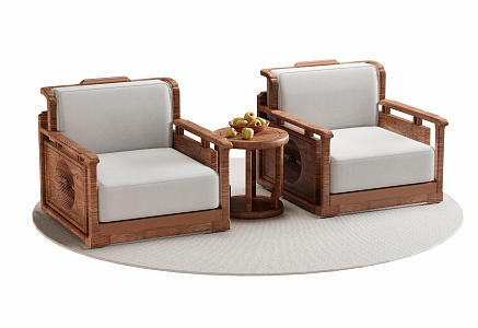 New Chinese-style Single Sofa 3d model