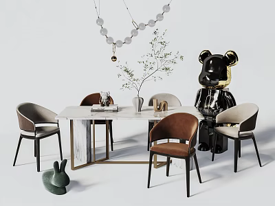 Modern Dining Table and Chair Combination Dining Table and Chair 3d model