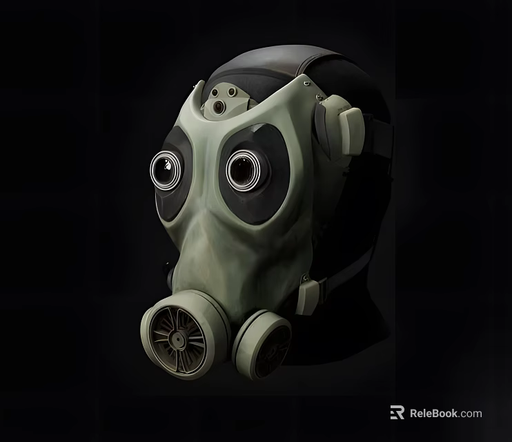 Professional Firefighting Gas Mask Equipment With Dual Filters And Safety Design 3d model 