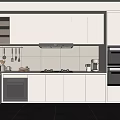 Modern Kitchen Interior Design With White Cabinets Built In Appliances Countertop And Window Blinds