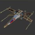 Detailed X Wing Fighter Model With Blue Red Accents And Metallic Starfighter Design