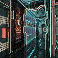 KTV Corridor With Cyberpunk Style Neon Lights And Futuristic Design
