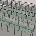 Modern Glass Boardwalk with Sturdy Metal Railings and Transparent Panels