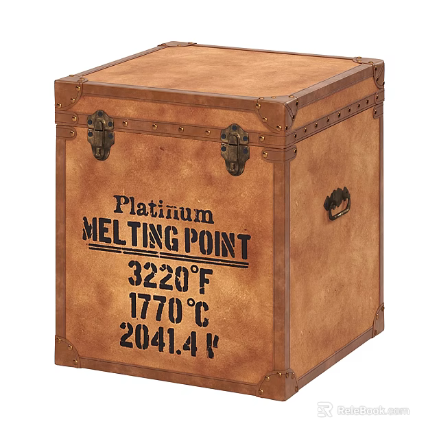 Vintage Leather Bedside Table With Metal Hardware And Melting Point Design 3d model 