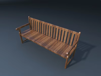 Wooden Outdoor Bench With Backrest And Armrest For Garden Patio Use 3d model