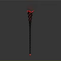 Black Red Decorative Object With Chain And Transparent Sphere Top Detailed Design