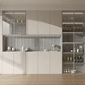Elegant Modern Wine Cabinet With Glass Doors And Wine Bottles Storage In Bright Interior