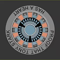 Circular Decorative Emblem With Blue Center Orange Black Stripes Silver Ring And Text Elements 3d model