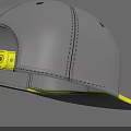 Stylish Gray Cap With Yellow Brim And Strap Featuring Circular Patterns 3d model
