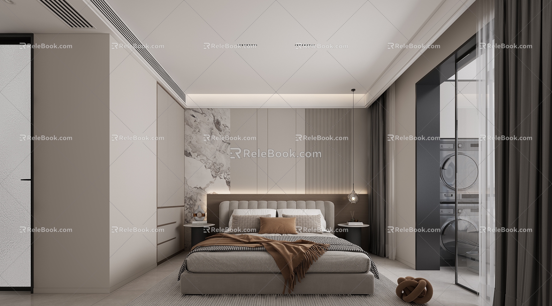 Bedroom Room Master Bedroom Second Bedroom Ceiling Lamp Bedding Curtain Bedside Table Bedside Background Boys Room Girls Room Children's Room Computer Chair 3d model