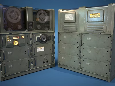 Vintage Olive Green Military Style Computer Equipment With Metal Casing Knobs And Dials 3d model