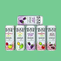 AVE Sparkling Drinks With Various Fruit Flavors In Colorful Cans On Green Background