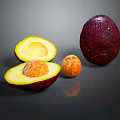 Fresh Ripe Avocado Display Featuring Halved And Whole Fruits With Visible Pit And Flesh