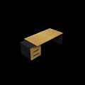 Modern Office Desk With Wooden Top Black Frame And Storage Drawers