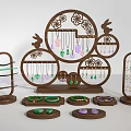 Elegant Jewelry Accessories With Green Purple Gemstone Necklaces Bracelets Earrings On Wooden Racks