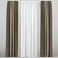 Modern Two Layer Curtains With Brown Thick Panels And White Sheer Lining 3d model