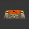 Detailed Orange Miniature Structure With Graffiti And Warning Stripes On Base 3d model