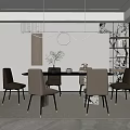 Modern Dining Room Interior With Round Table Beige Chairs Pendant Lights And Area Rug