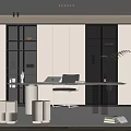 Home Study Desk Bookcase Ornaments Vase Book Single Chair Stool Decorative Cabinet Computer Wardrobe 3d model