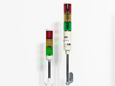 Industrial Signal Tower Lights With Red Yellow Green Lamps And Dual Height Structure 3d model