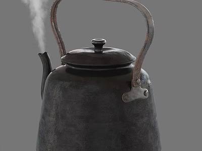 Black Metal Teapot With Steam Rising Classic Design For Tea Brewing 3d model