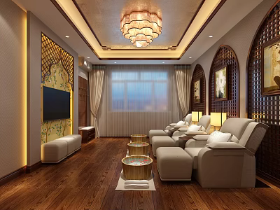 Serene SPA Sauna Lounge With Plush Seats And Soft Ambient Lighting 3d model