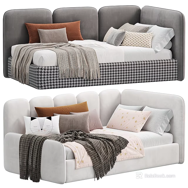 Cozy Bed Setups With Decorative Pillows And Throws 3d model