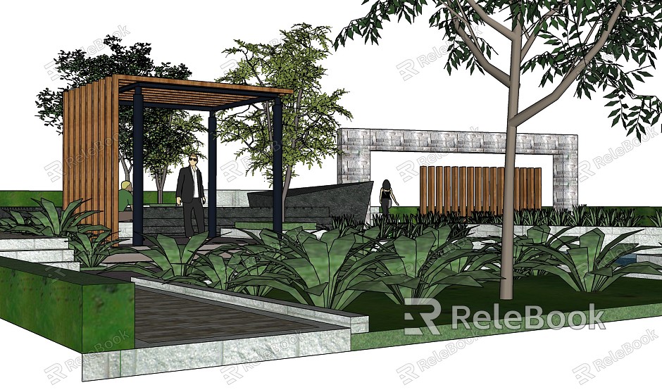 Modern gallery landscape entrance villa courtyard gallery sketch club outdoor model