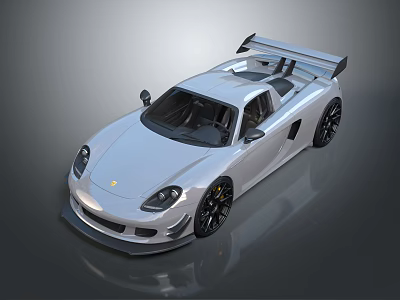 White Sports Car With Sleek Aerodynamic Design Large Rear Spoiler And Black Wheels 3d model