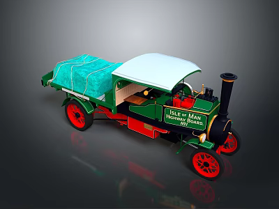 Mack & Sons Wagon Works 1880 Green Model With White Roof And Red Wheels 3d model