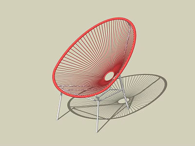 Modern Red Landscape Chair With Wire Mesh Design And Metal Frame 3d model
