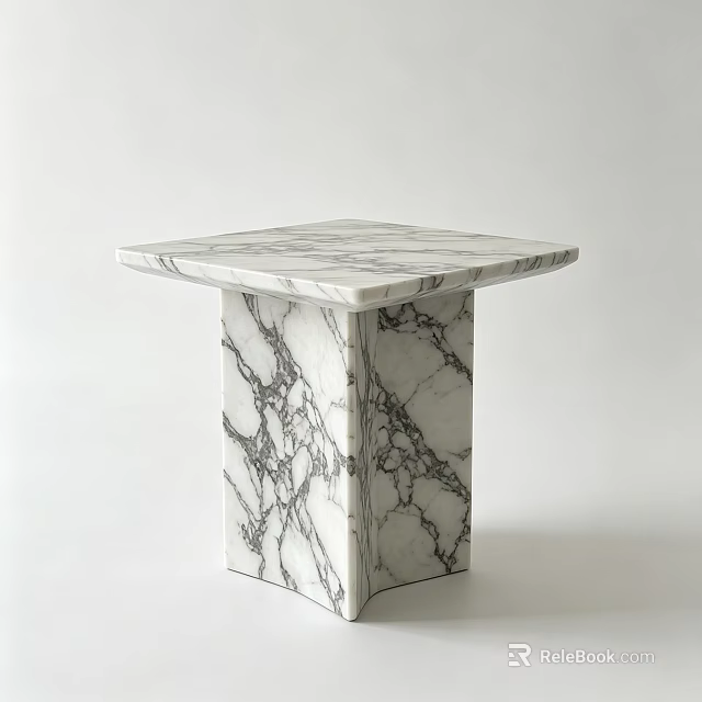 Sleek Marble Coffee Table With Square Top And Pedestal Base Featuring Natural Veins 3d model 