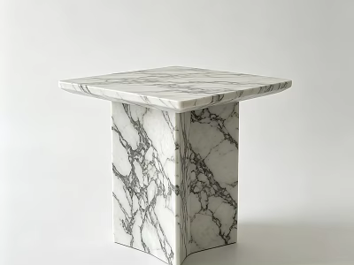 Sleek Marble Coffee Table With Square Top And Pedestal Base Featuring Natural Veins 3d model