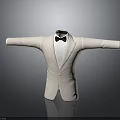 White Suit With Black Bow Tie And Extended Arms Stylish Design