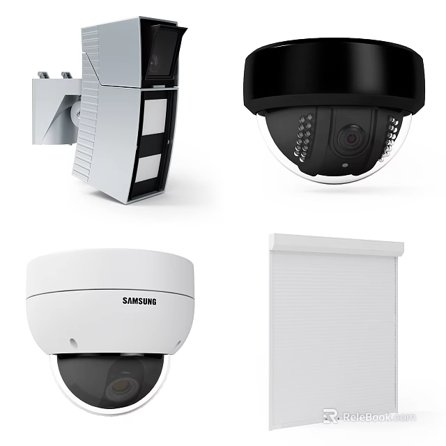 Projection Monitoring System With Dome Bullet Cameras And Samsung White Enclosure Design 3d model 